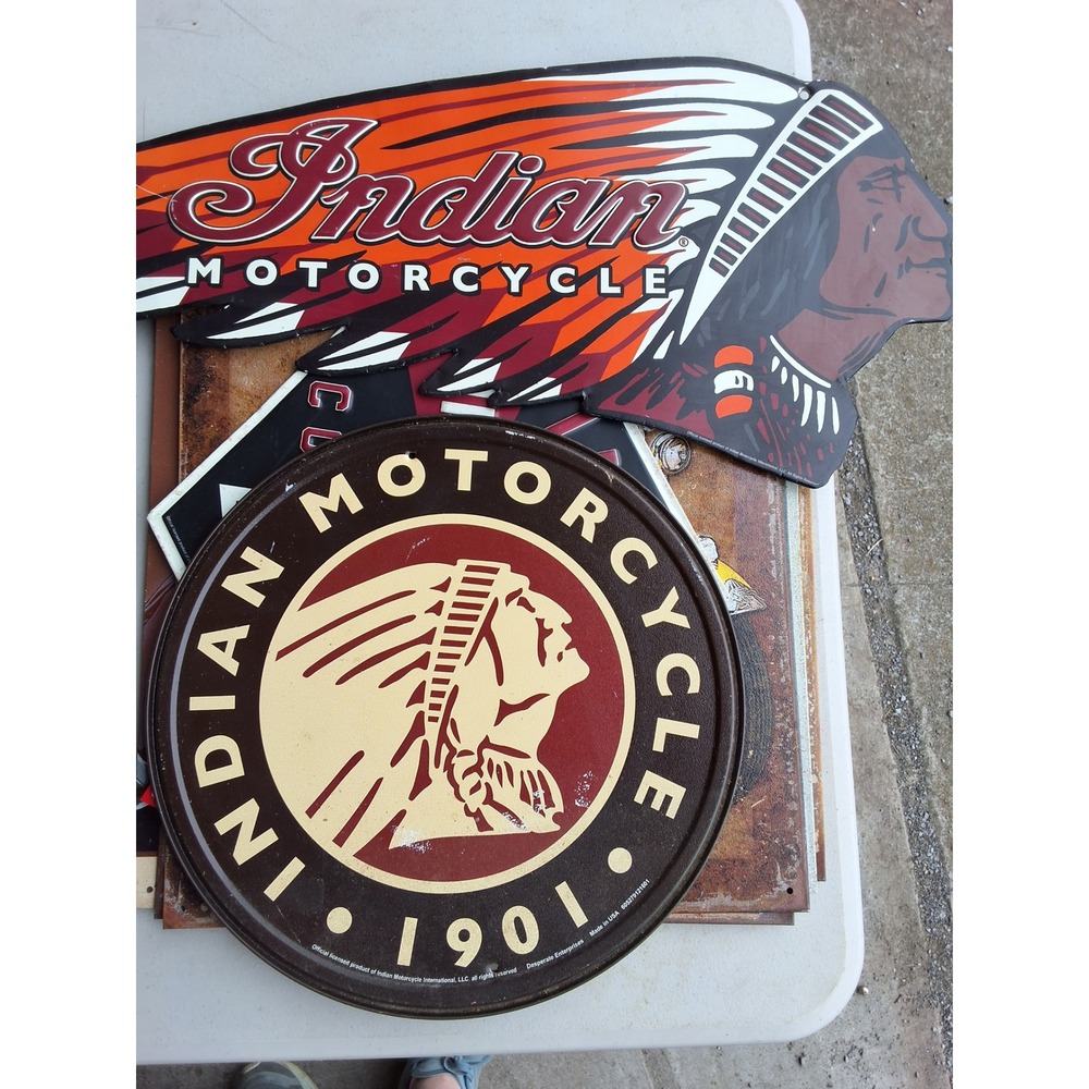 14 metal Indian Motorcycle signs